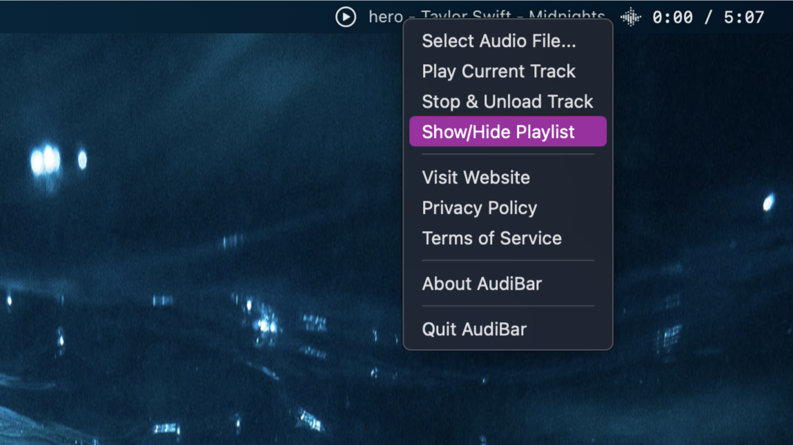 Menu Bar Controls